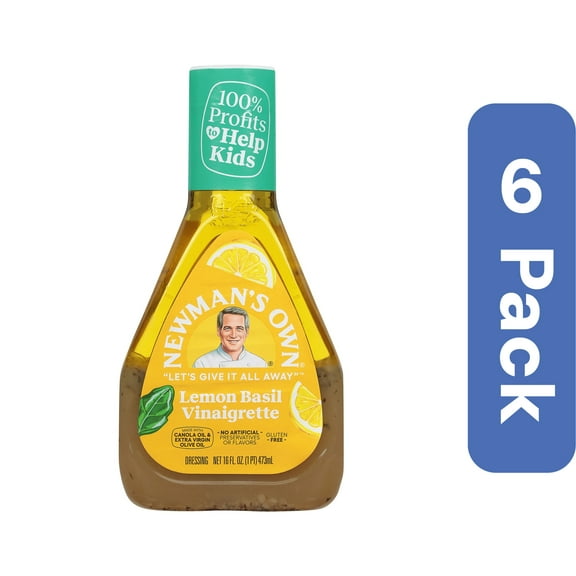 Newman's Own Lemon Basil Vinaigrette Dressing 16 fl oz (Pack of 6)