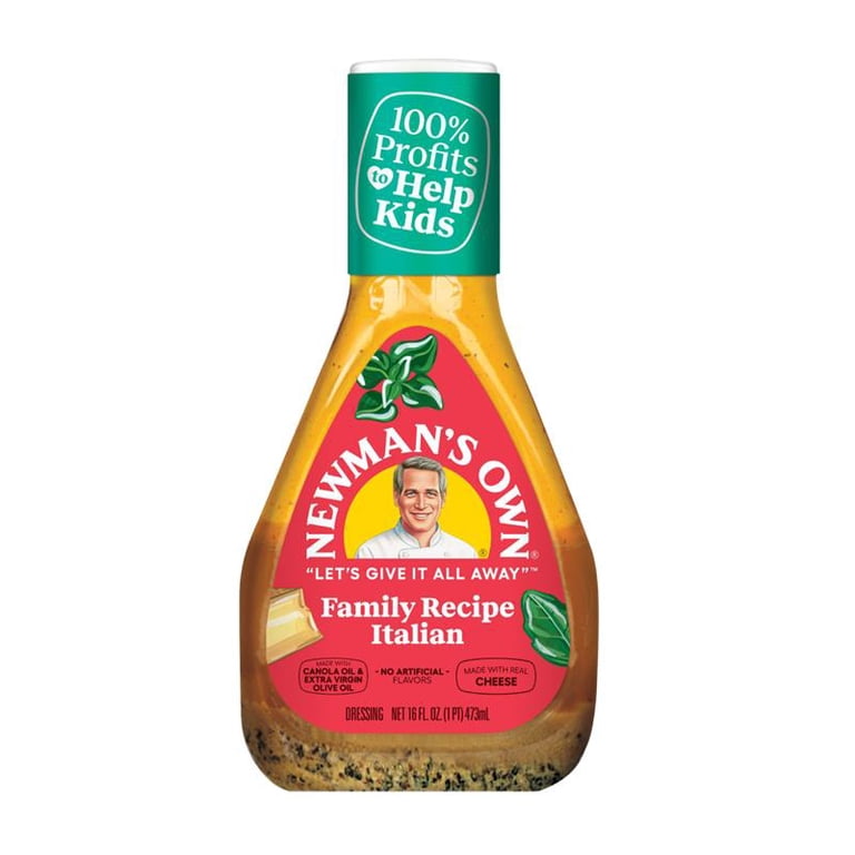Newman's Own Italian Salad Dressing, 16 oz, Pack of 6, Real Cheese & Olive Oil