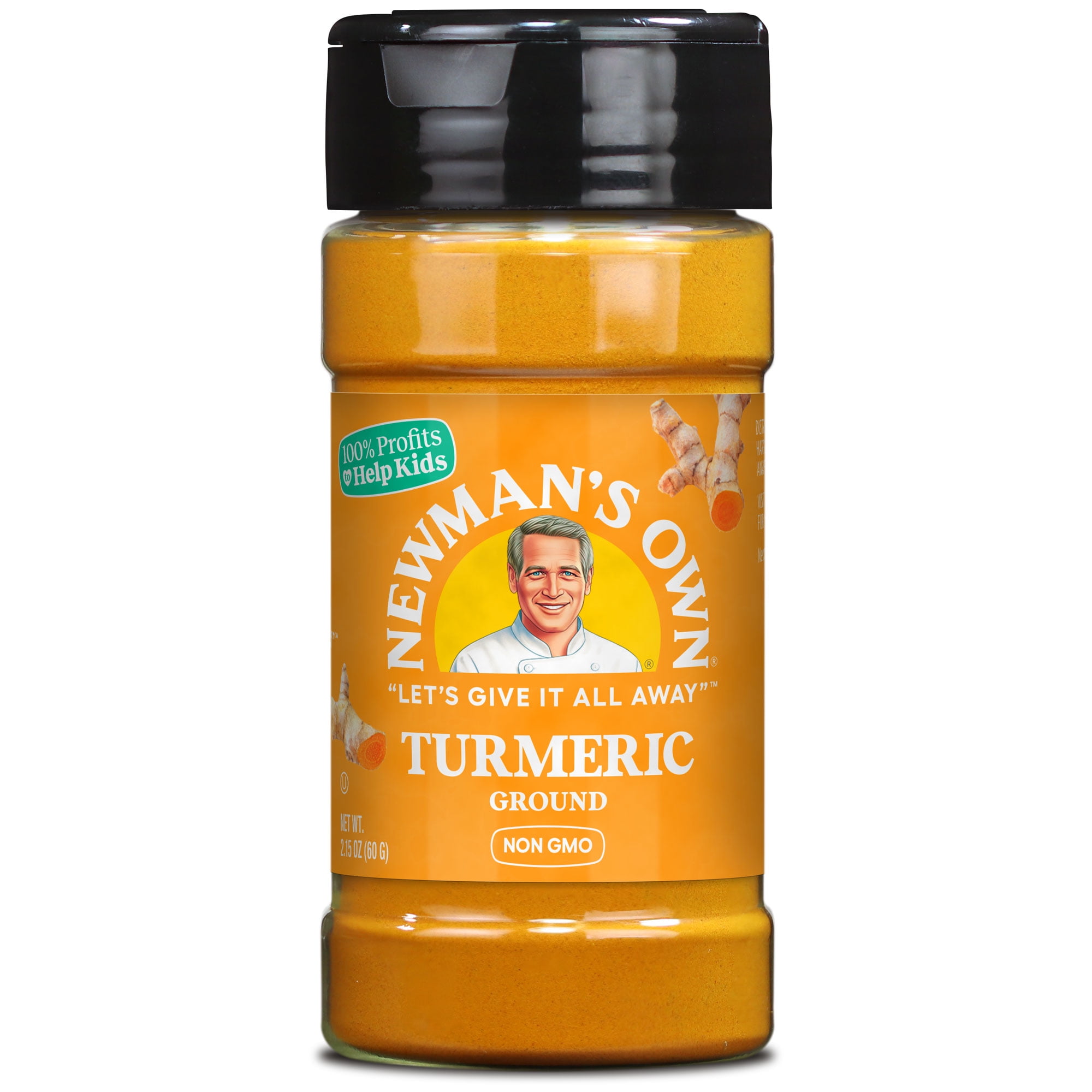 Newman's Own Ground Turmeric; Golden Hue for Rice, Curries, and Smoothies, Naturally High in Curcumin, Non-GMO, Kosher Certified, 2.15 Oz. Bottle