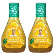 Newman's Own Lemon Basil Italian Salad Dressing, 16 oz Bottle, Pack of 2