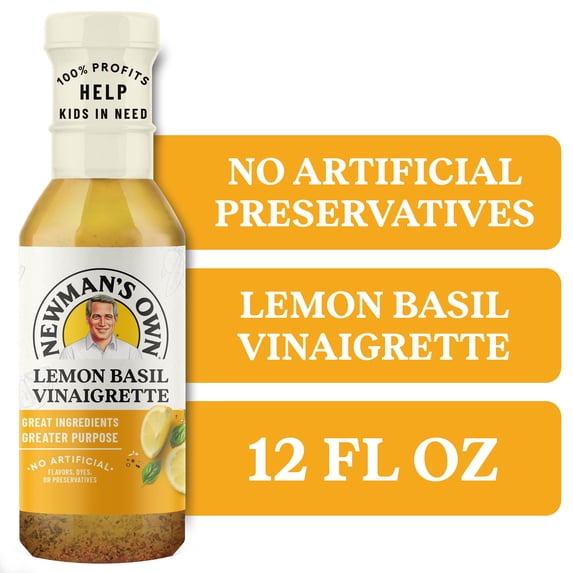 Newman's Own Lemon Basil Vinaigrette Salad Dressing and Marinade, 12 fl oz