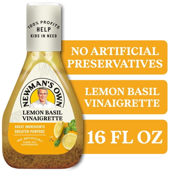 Newman's Own Lemon Basil Vinaigrette Salad Dressing and Marinade, 16 fl oz