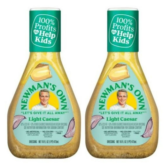 Newman's Own Light Caesar Dressing, 16.0 FL OZ, Pack of 2, Bundled with Bamboo Chopsticks