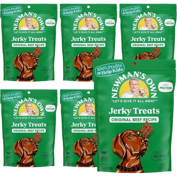 Newman's Own Original Beef Jerky Dog Treats, 5 oz Bag (Pack of 6)