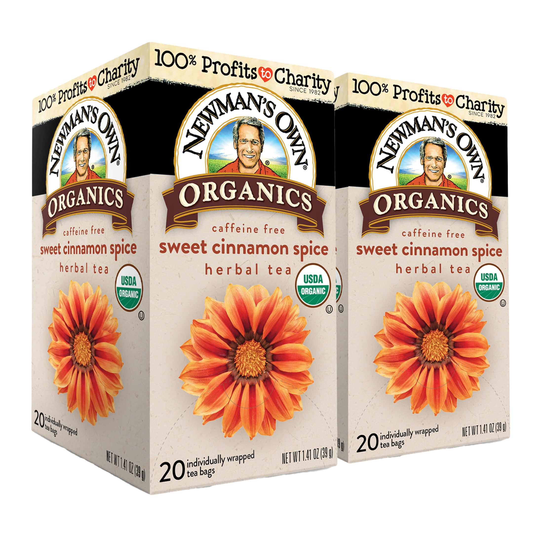 Newman's Own Organic Sweet Cinnamon Spice Herbal Tea with Rooibos Tea with Organic Ginger 20