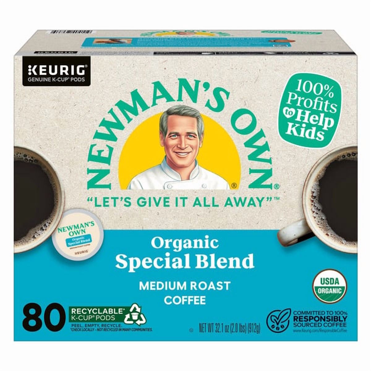 Newman's Own Organics Coffee Special Blend K-Cup Pod, 80-count