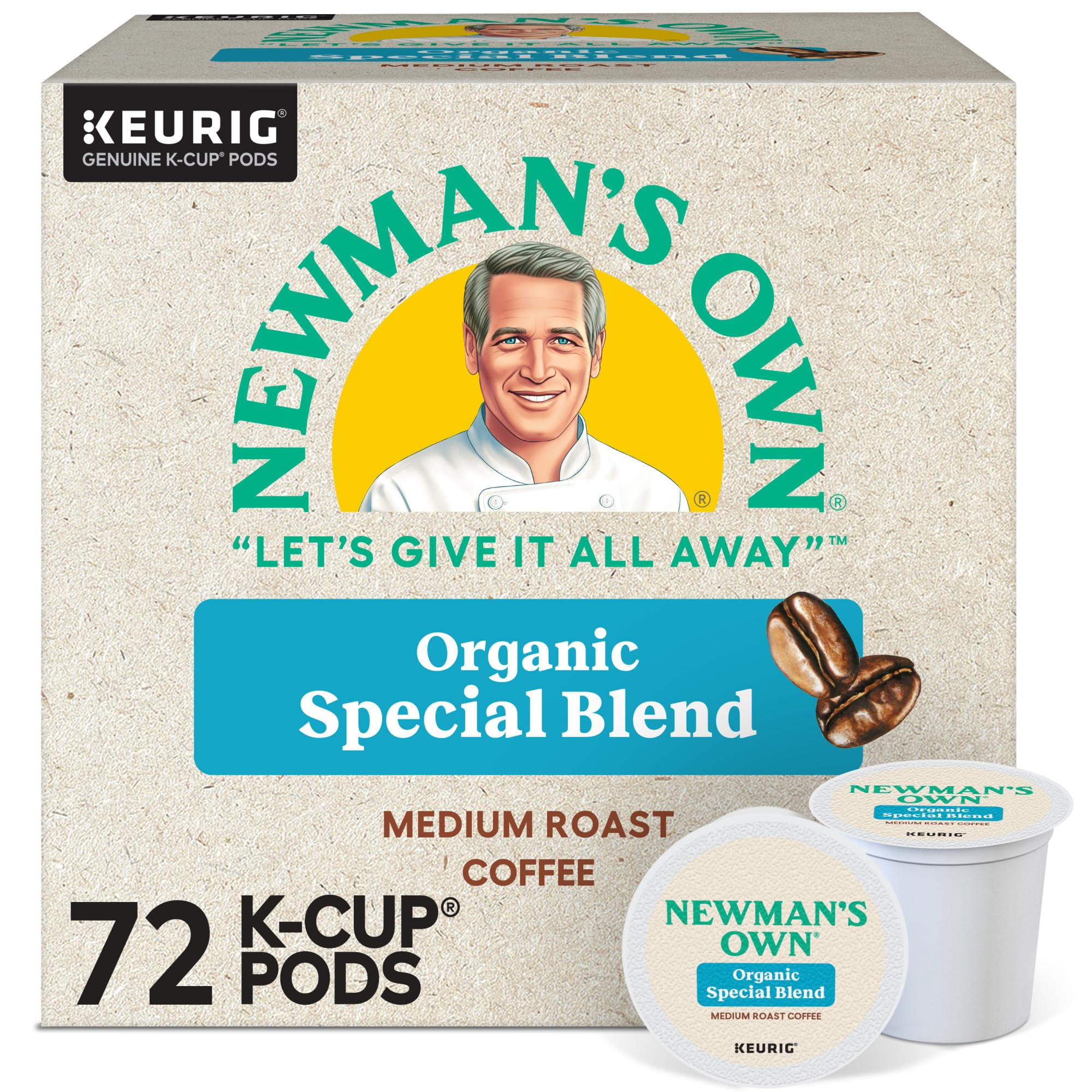 Newman's Own Organics Special Blend Keurig Single-Serve K-Cup Pods, Medium Roast Coffee, 72 Count
