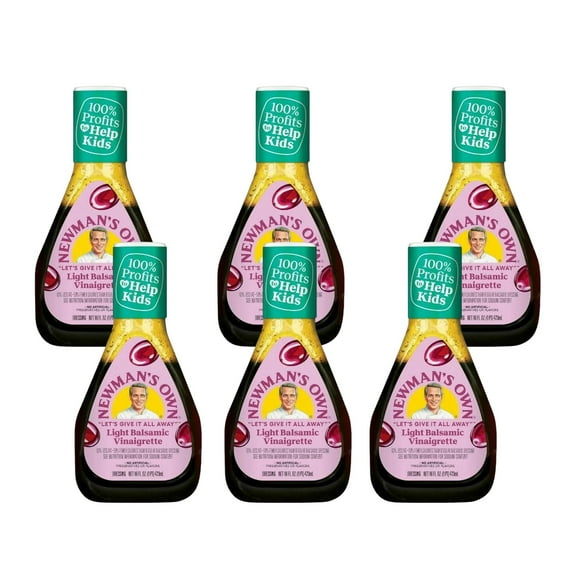 Newman's Own Salad Dressing, Light Balsamic Vinaigrette, 16oz bottle, Pack of 6