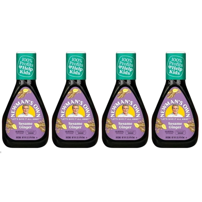 Newman's Own Sesame Ginger Salad Dressing, 16 oz Bottle, Pack of 4