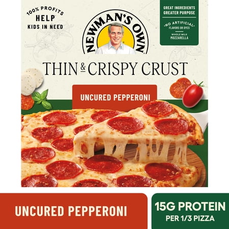 Newman's Own Thin & Crispy Crust Uncured Pepperoni High Protein Frozen Pizza, 15.1 oz