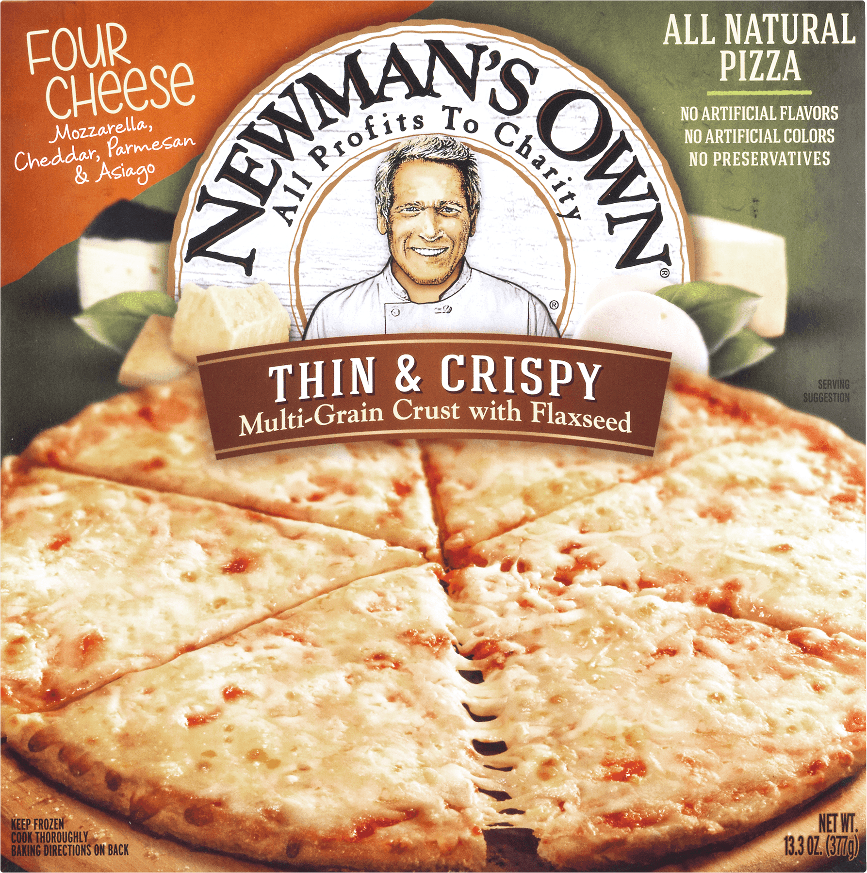 Newman's Own Thin & Crispy Four Cheese Pizza, 13.3 OZ