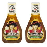 Newman's Own Zesty Italian Dressing, 16 fl oz Bottle, Pack of 2