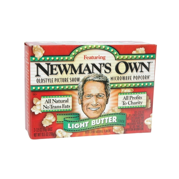 Newmans Own Light Butter Flavor Microwaveable Bag Popcorn, 3.5 Oz,