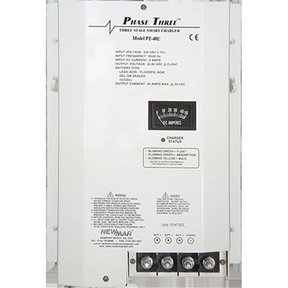 Newmar 12V, 40A Phase Three PT Series 3 Bank Battery Charger