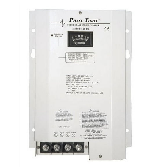 Newmar PT2445U Batt Chgr Phase 3 24v 45a 3 Bank