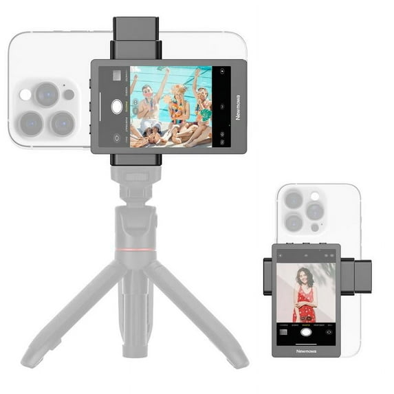 Newmowa Vlog Selfie Monitor Screen Only for Iphone & Samsung, with Magnetic Phone Holder Clip Mount, Using Phone Rear Camera for Selfie Vlog Live Stream