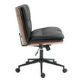 thumbnail image 1 of Newnno Armless Modern Walnut Office Chair with Wheels, PU Leather Adjustable Wide Swivel Task Chair, Wooden Back Ergonomic Cross Legged Computer Chair for Conference Room, Home Office, Black, 1 of 6