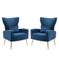 thumbnail image 1 of Newnno Velvet Accent Armchair with Lumbar Pillow, Dark Blue (Set of 2), 1 of 5
