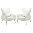 thumbnail image 1 of Newnno Mid-Century Velvet Removable Cushions Armchair with Armrest, White (Set of 2), 1 of 6
