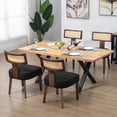 thumbnail image 1 of Newnno Rattan Dining Chairs Set of 4, Mid-Century Modern Kitchen & Living Room Chair with Cane Curved Back & Hardwood Frame in Dark Walnut Finish, Black Linen Upholstered, 1 of 6