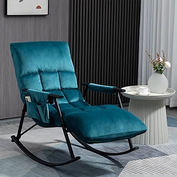 Newnno Velvet Accent Folding Rocking Recliner Chair Nursery with Side