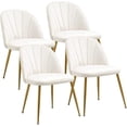 thumbnail image 1 of Newnno Velvet Modern Dining Chairs Set of 4, Upholstered Armless Accent Side Chair with Metal Legs for Kitchen Dining Room, Beige, 1 of 5