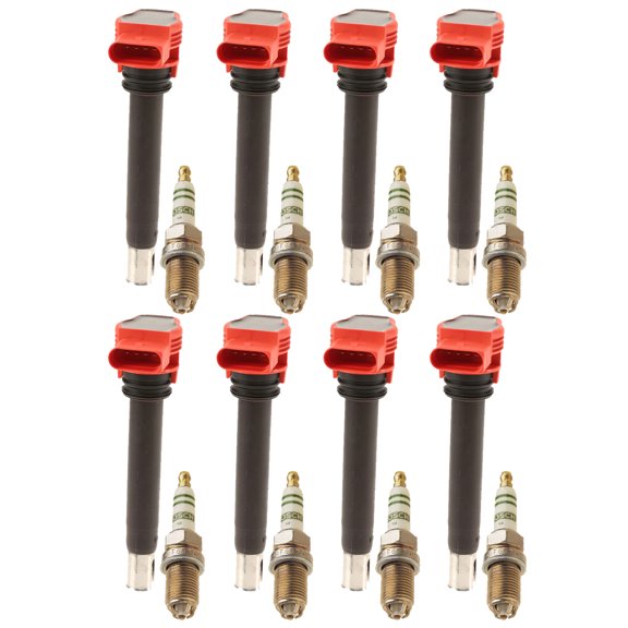 Newparts Premium 8 Ignition Coils & 8 Nickel-Yttrium Spark Plugs Kit For Audi R8 S5 V8 Base