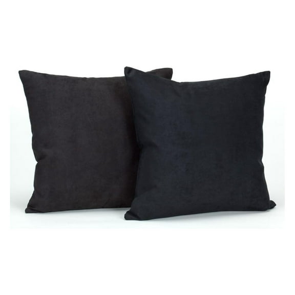Newpoint Microsuede 16-Inch-by-16-Inch and Down Filled Pillows, Black, 2-Pack