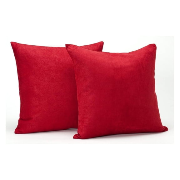 Newpoint Microsuede 16-Inch-by-16-Inch and Down Filled Pillows, Red, 2-Pack