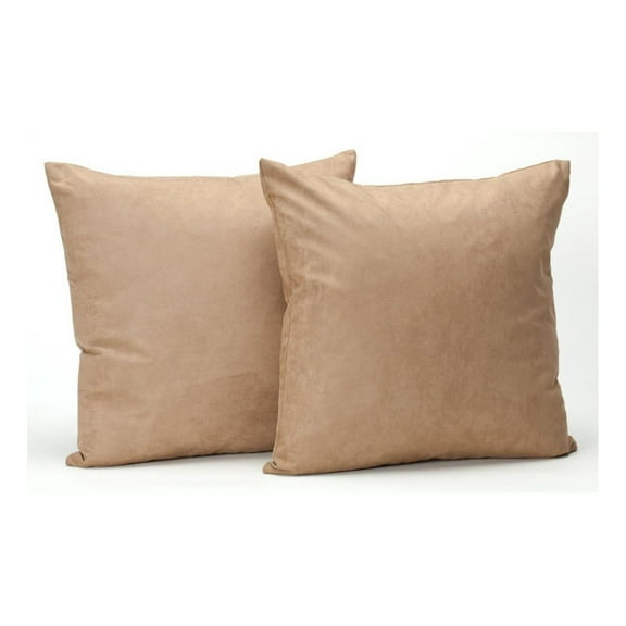 Newpoint Microsuede 16-Inch-by-16-Inch and Down Filled Pillows, Taupe, 2-Pack