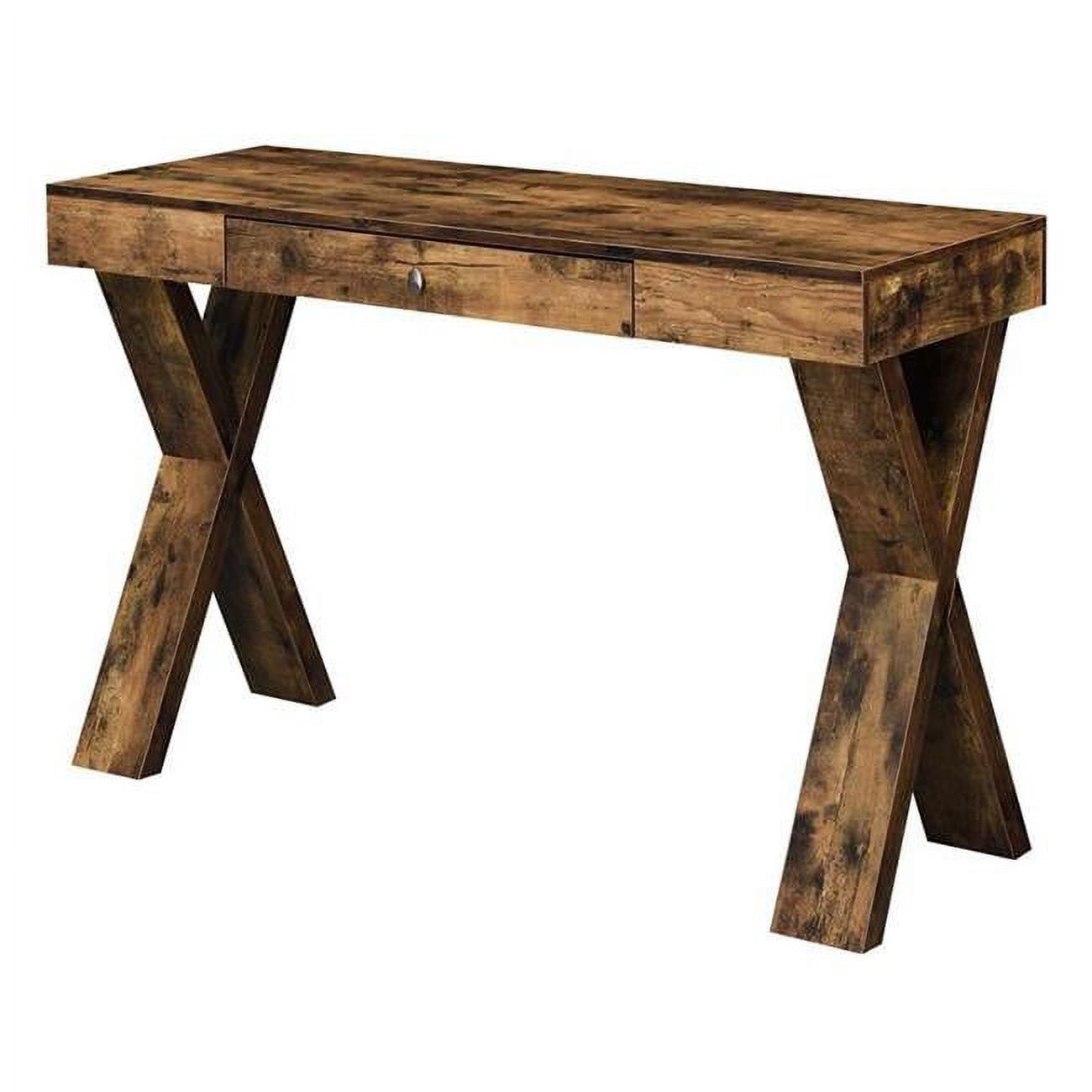 Newport Crisscross Leg Brown Desk with Sleek Drawer