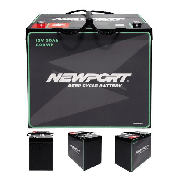Newport 12V50Ah Deep Cycle Heavy-Duty Marine Battery, Lightweight & Sealed AGM, Trolling Motor Compatible