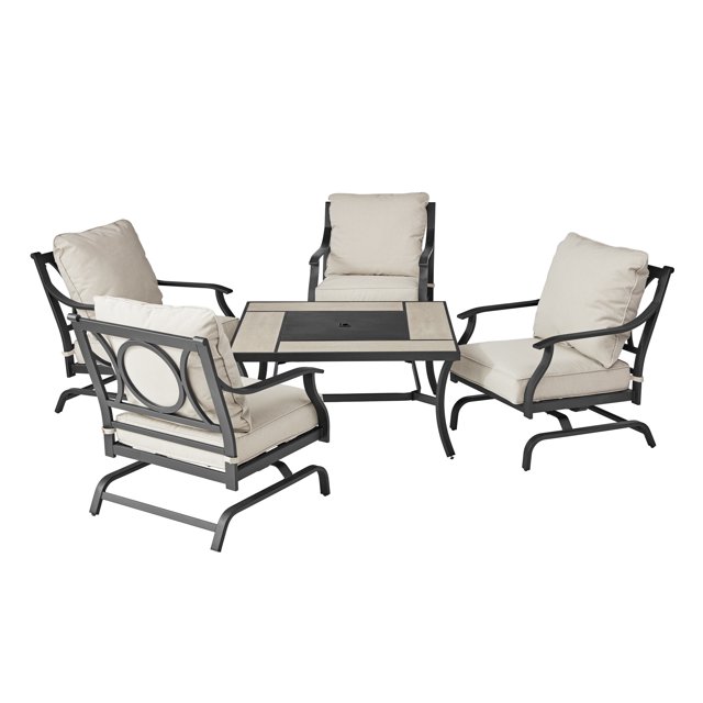 Newport 5-Piece Outdoor Conversation Set with Firepit Table and 4 ...