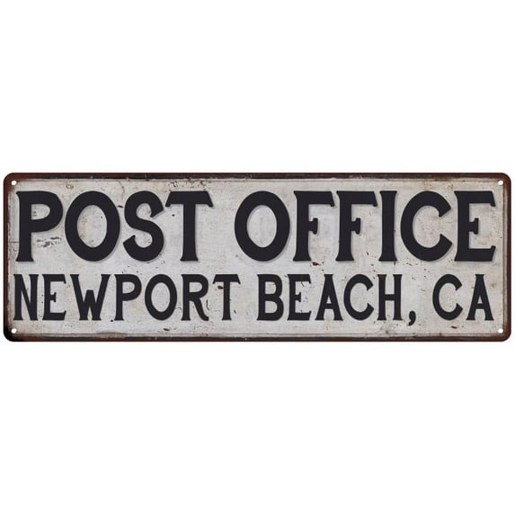Newport Beach, Ca Post Office Metal Sign Vintage 8x24 108240011362