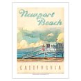 thumbnail image 1 of Newport Beach California - Lifeguard Tower - Vintage Travel Poster by Wade Koniakowsky - Bamboo Fine Art 290gsm Paper (Unframed) 12x16in, 1 of 4