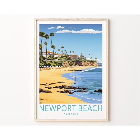 Newport Beach California Travel Print, Newport Beach Poster Print, Traveler Coastal Wall Art, Orange County California Coast Wall Decor Wall Art, Modern Wall Decor, 12x18 UNFRAMED