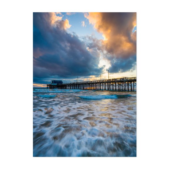 Newport Beach Sunset - Newport Beach California Photography Ocean Sunset Waves Coast Beach Scenic Boardwalk Unframed Wall Art Print 4 x 6 inches
