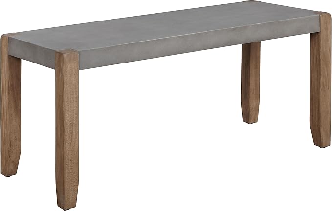 Newport Bench with Faux Concrete Seat and Wood Legs - 40 Inch Entryway ...