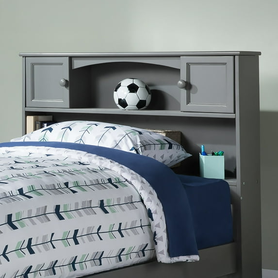 AFI Newport Full Bookcase Headboard with USB Charging Station, Grey