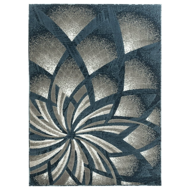 Newport Collection Blue, Gray Geometric Modern Area Rug