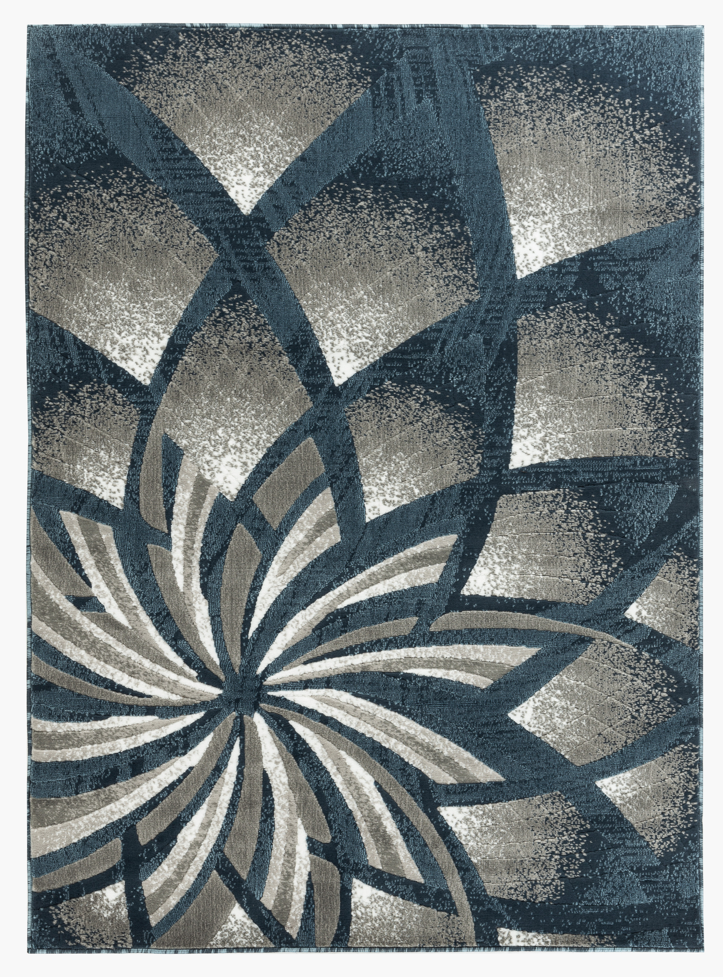 Newport Collection - Abstract Blue, Gray Geometric Modern Area Rug ...