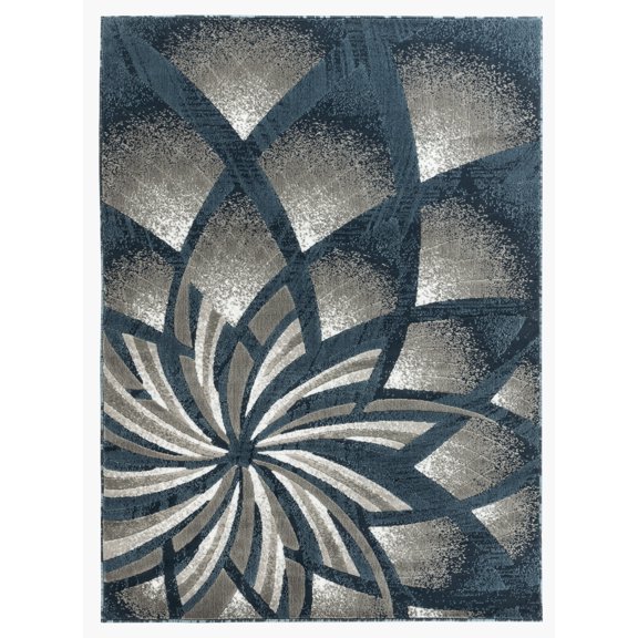 Newport Collection - Blue, Gray Geometric Modern Area Rug
