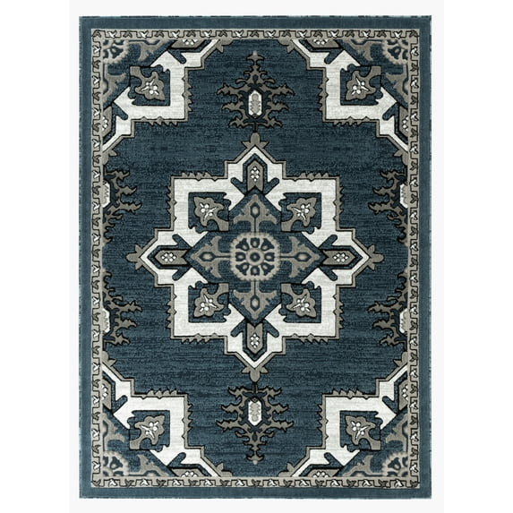Newport Collection - Blue, Gray, Light Gray Traditional Area Rug
