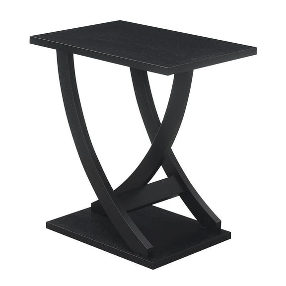 Newport Criss-Cross Chairside End Table in Black Wood Finish