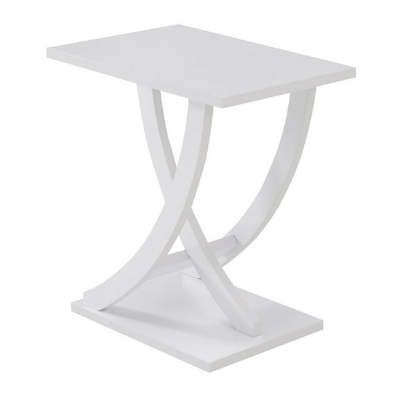 Newport Criss-Cross Chairside End Table in White Wood Finish