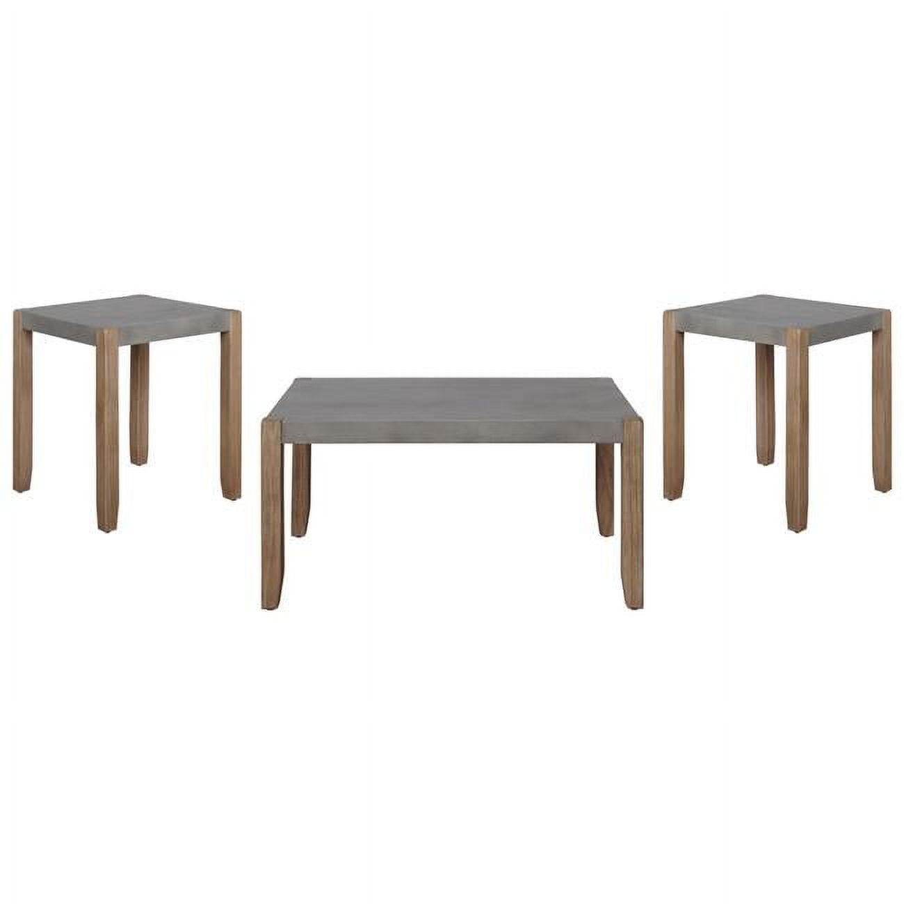 Newport 3-Piece Faux Concrete and Wood Coffee Table Set