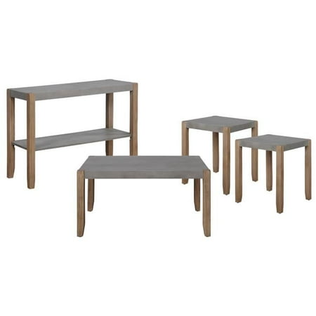 Newport Faux Concrete & Wood Living Room Set - 4 Piece