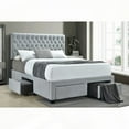thumbnail image 1 of Newport Light Grey 4-Drawer Tufted Storage Eastern King Bed - Sturdy Asian Frame & Button-Tufted Headboard, 1 of 5