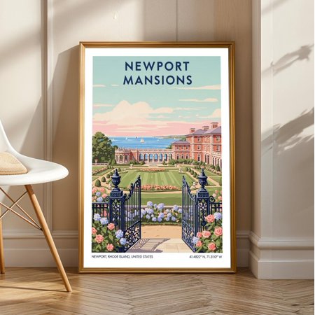 Newport Mansions Print - Rhode Island Wall Art - Us State Poster - Us Wall Art - For Traveller - Usa Travel Print - America Wall Art, Unframed Canvas Size 8x12