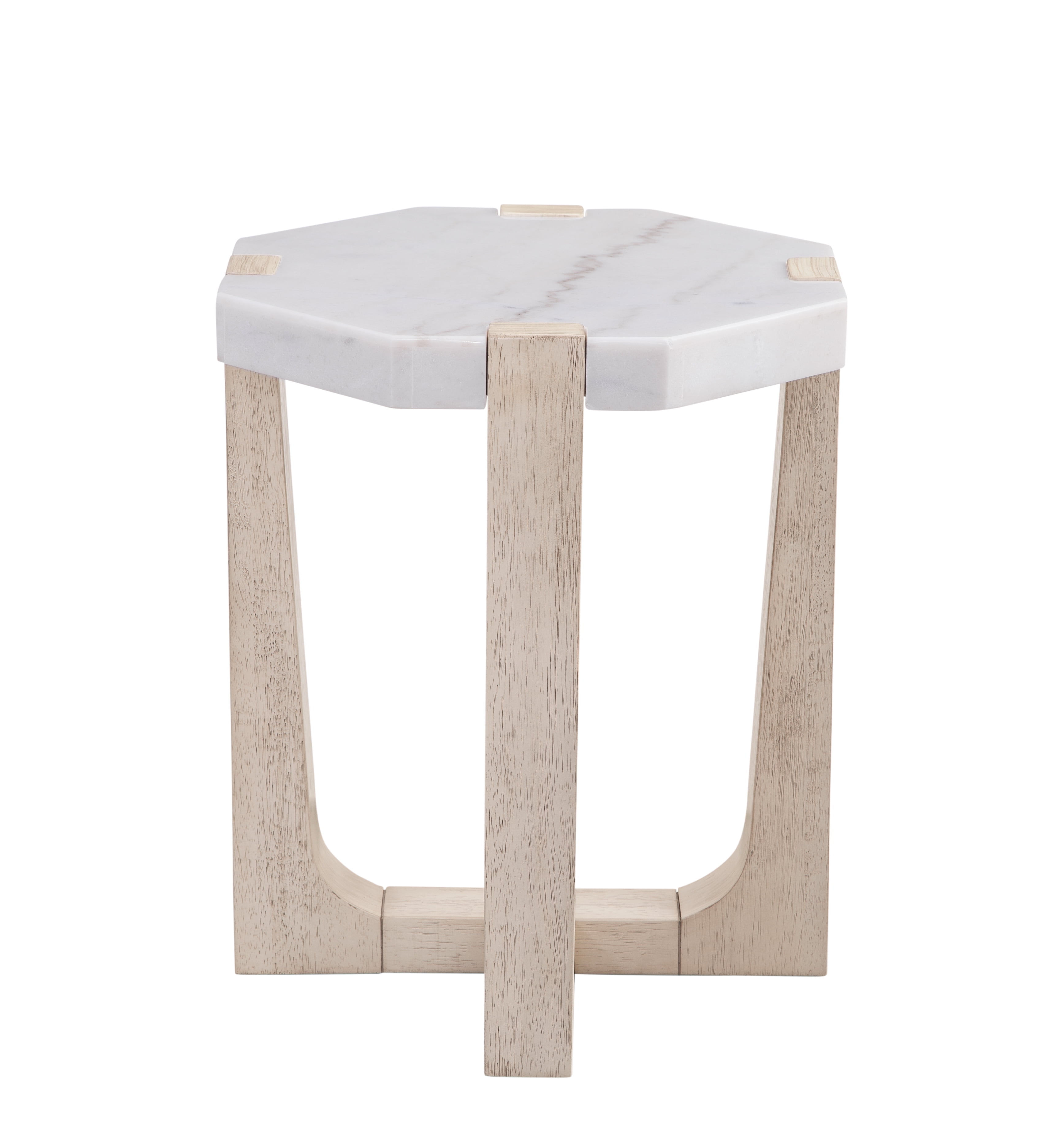 Coastal Sunbleached Ash & White Marble Round Accent Table